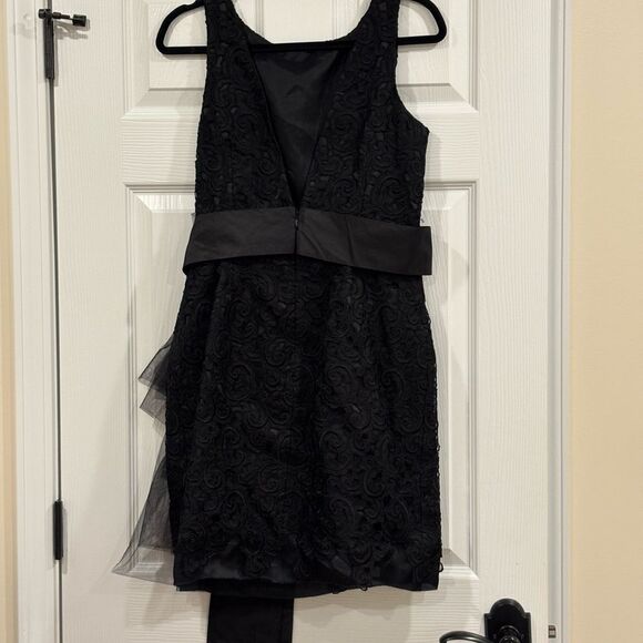 Robert Rodriguez Women's Sash Floral Lace Overlay Silk Dress Black Size 8 - Picture 3 of 6